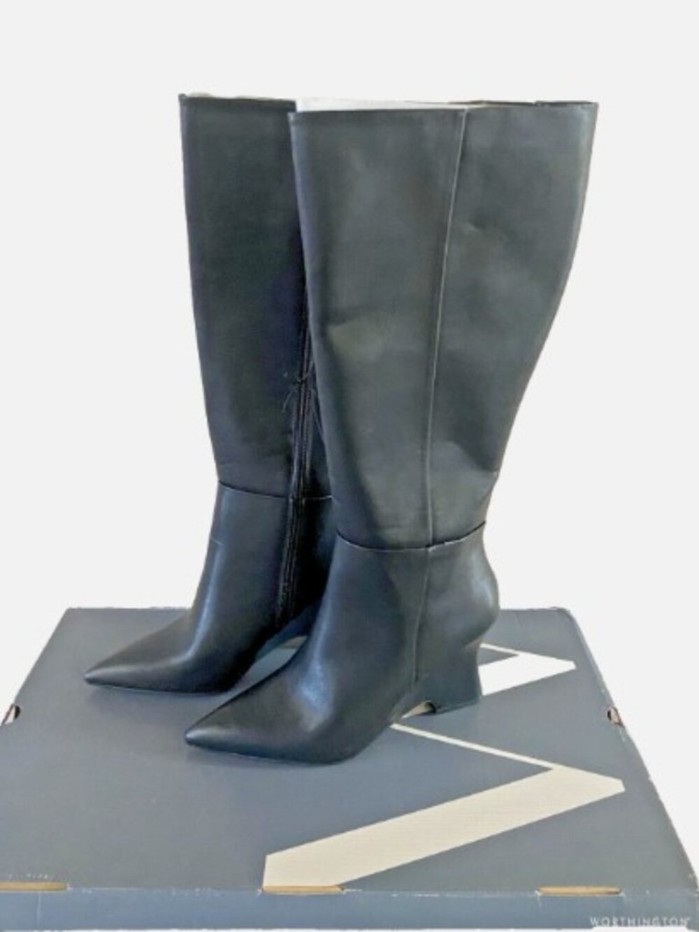 NIB WORTHINGTON Shari Wedge Heel Black Dress Boots Size 9M Retail $95